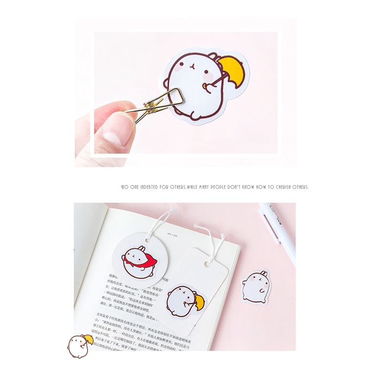 Sticker chủ đề Molang - Hộp 45 miếng dán trang trí sổ tay Bullet Journal - M130