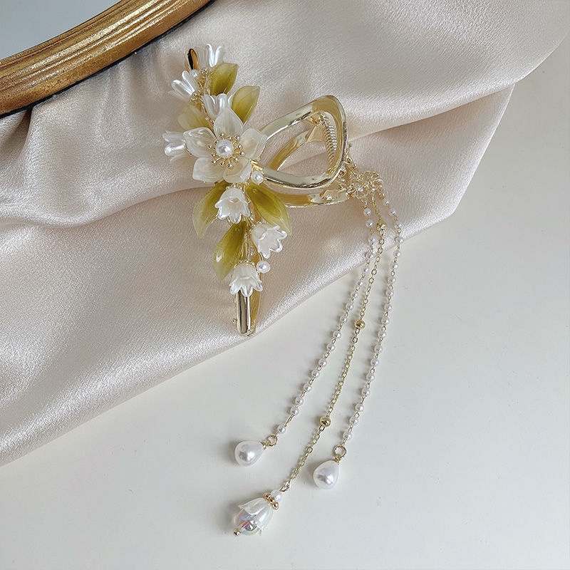 Kẹp Tóc Hình Hoa Màu Xanh Lá Xinh Xắn Thời Trang Mùa Hè Theo Phong Cách Hàn