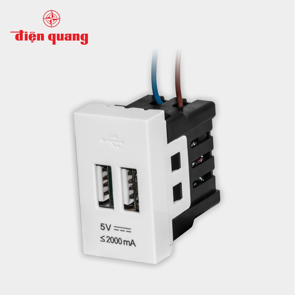 Ổ cắm USB âm tường Điện Quang DQHome ĐQ IW1 2UO W (màu trắng)