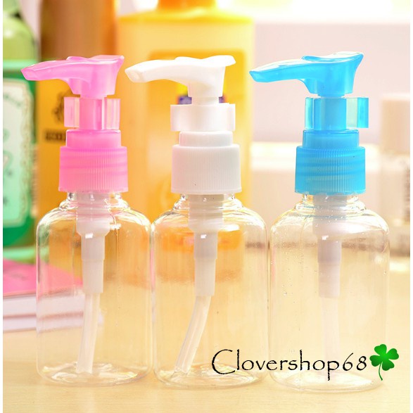 Lọ chiết mỹ phẩm tiện lợi 50ml, 100ml có vòi - Chai chiết mỹ phẩm nhựa Pet có vòi nhấn   Clovershop68