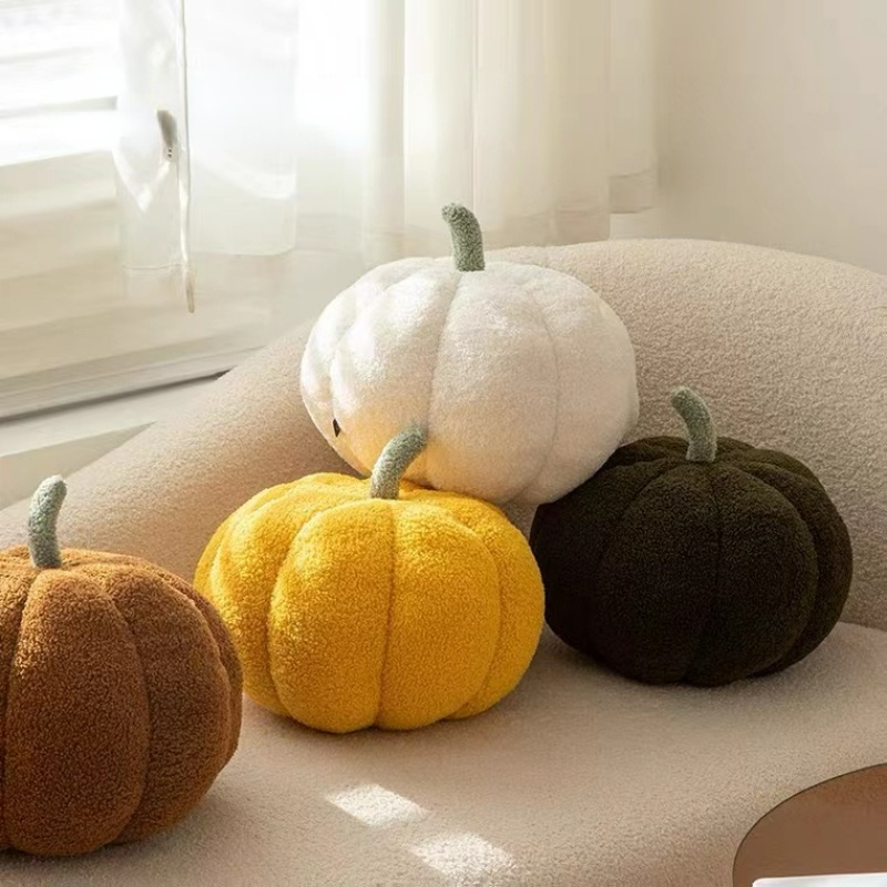 Dễ thương ném gối teddy fleece pumpkin-shaped pillows đệm trang trí siêu mềm cho sofa bed home living decor ready stock
