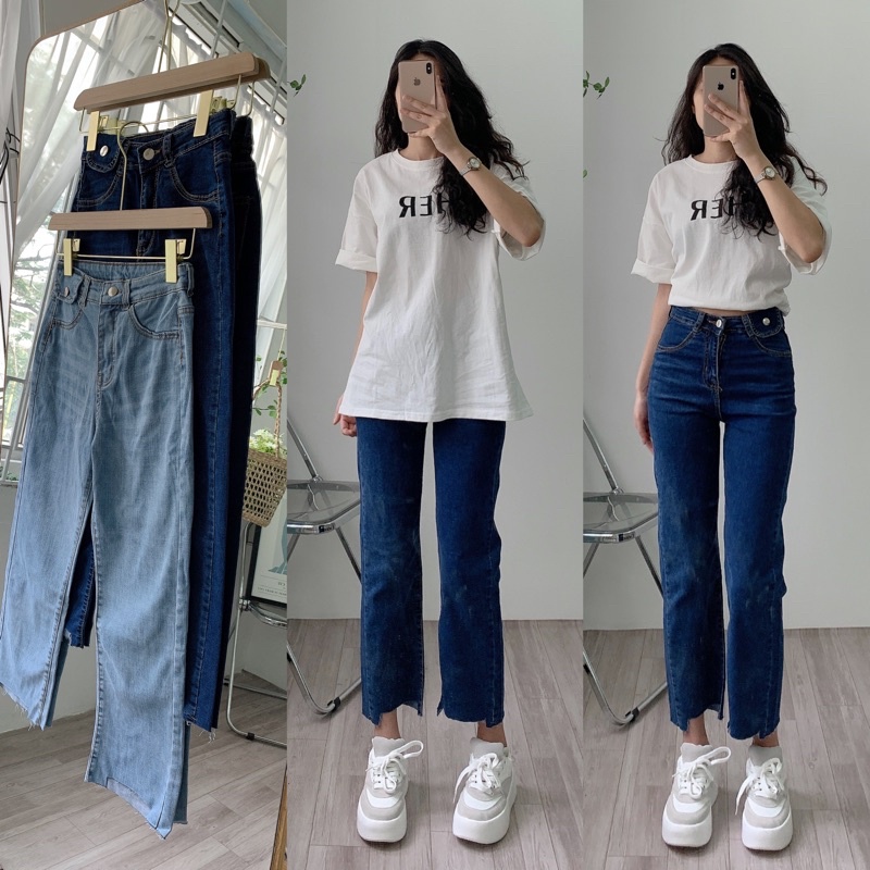 [Ảnh thật/Video]QUẦN ỐNG ĐỨNG SAMI TÚI HỘP CẮT GẤU PHONG CÁCH HÀN QUỐC