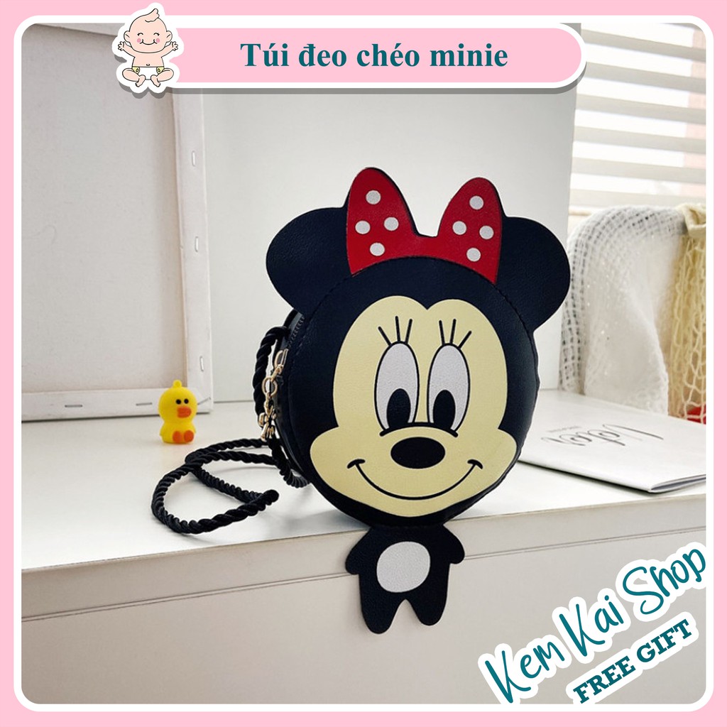 Túi đeo chéo bé gái Mickey Minnie nơ đỏ cho bé cực kì đáng yêu