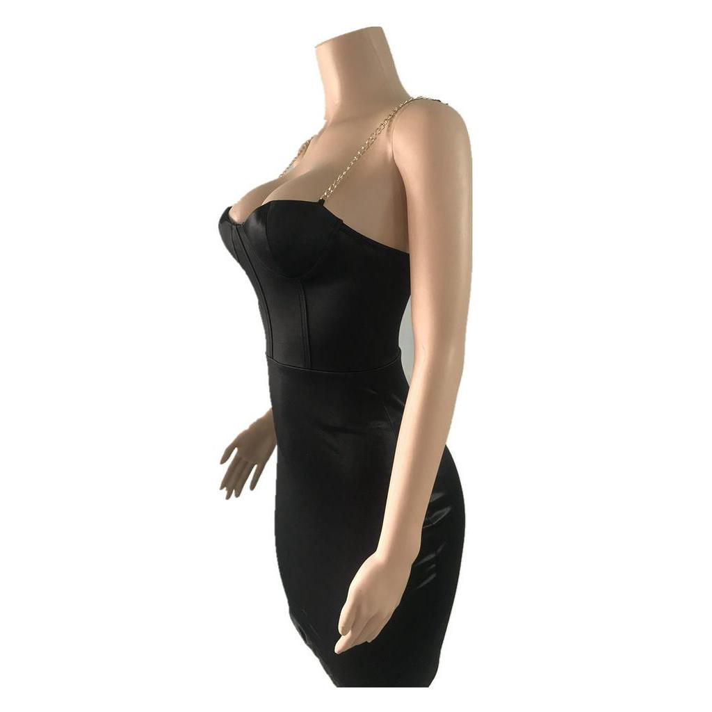 DUNEA Đầm hai dây chất satin thiết kế ôm sát quyến rũ