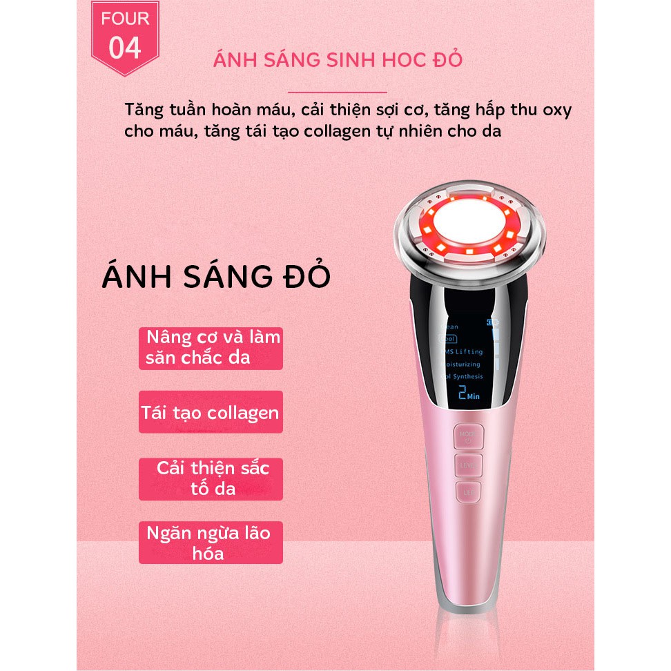 Máy Đẩy Tinh Chất Matxa Mặt, Búa Nóng Lạnh Điện Di Massage Chăm Sóc Da Mặt D818-Thế Hệ Mới 2021