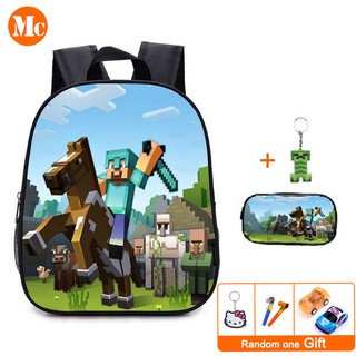 Ba Lô Đi Học Chống Thấm Nước Họa Tiết Hoạt Hình Minecraft Dành Cho Bé