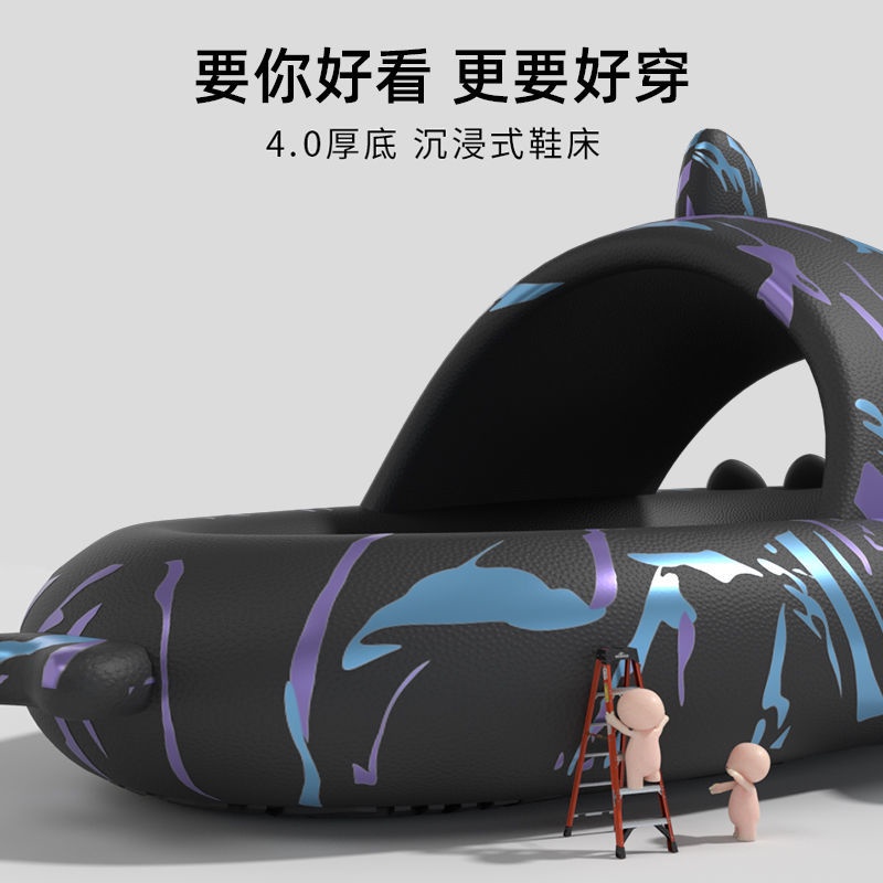 Dép Quai Ngang In Hình Cá Mập Dễ Thương Đế Dày Chống Trượt Chống Mài Mòn Thời Trang Mùa Hè Cho Nam