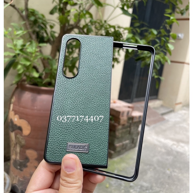 Ốp lưng Sulada Vân da cho Samsung Z Fold 4 5G 2 mảnh ôm máy mỏng nhựa siêu đẹp