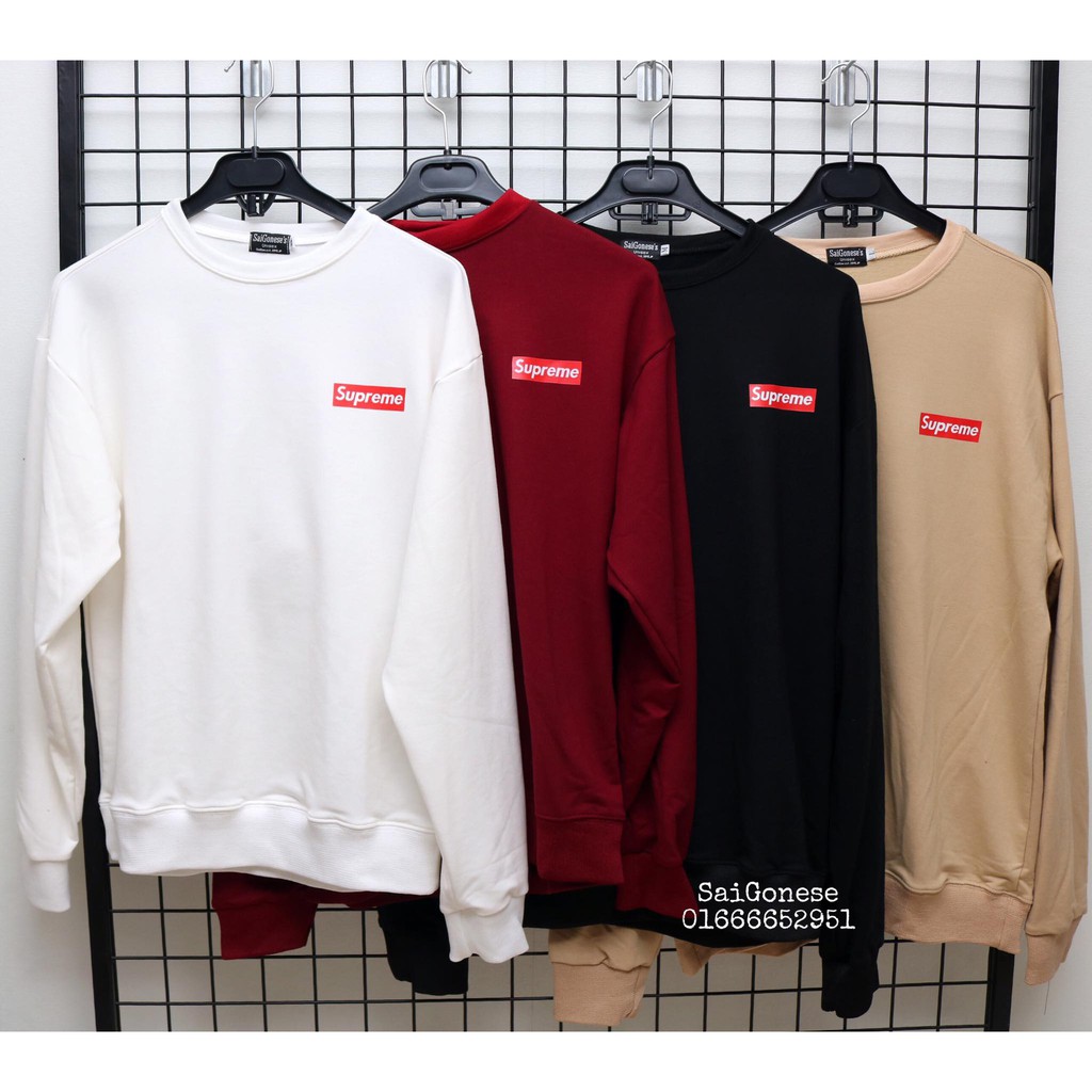 Áo Tay Dài Sweater Nam Nữ Nỉ Bông Supreme Mini Unisex