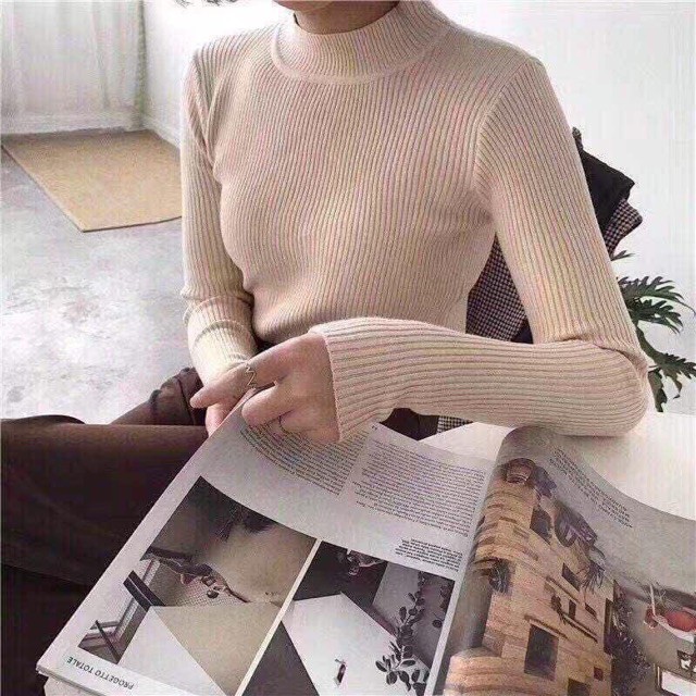 ÁO LEN CỔ 3 PHÂN CHẤT ĐẸP MỀM MỊN, CO GIÃN THOẢI MÁI