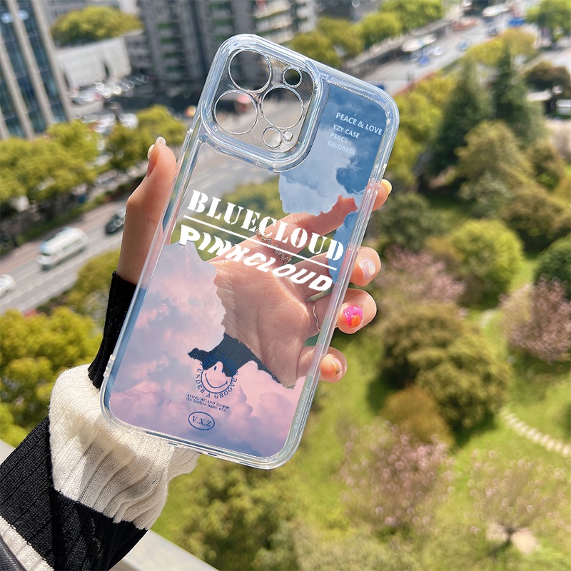 Ốp Điện Thoại TPU Trong Suốt Hình Đám Mây Hồng Cho iPhone 13 Pro Max 11 Pro Max 12 Mini X XR XS Max SE 2020 2022 6 6S 7 8 Plus