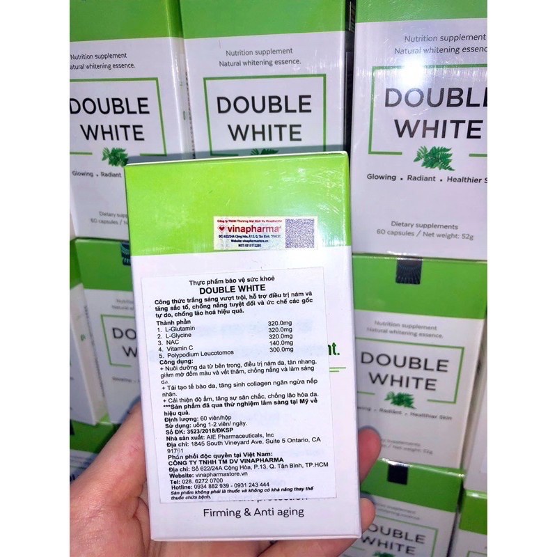 Viên uống trắng da chống nắng Double White USA ⚡Chính Hãng⚡bổ sung Glutathione giúp đẹp da giảm mụn mờ thâm sạm tàn nhan
