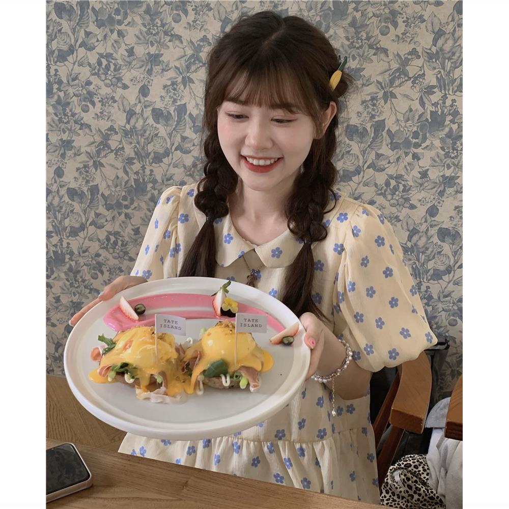 Đầm Dáng Chữ A Cổ Búp Bê Họa Tiết Hoa Nhỏ Dễ Thương Phong Cách Nhật Bản Thời Trang Mùa Hè Cho Nữ