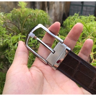 Mặt khoá dây thắt lưng xỏ kim inox bạc