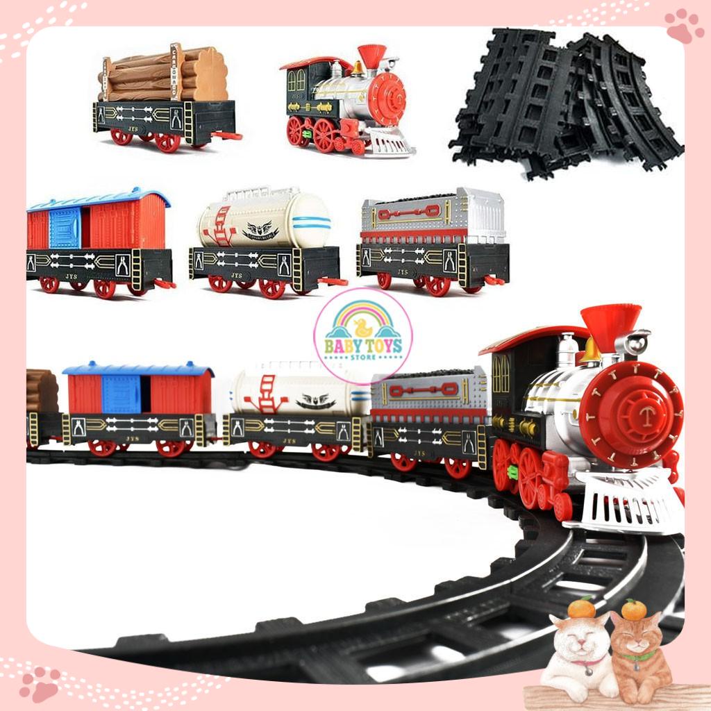 Đồ Chơi Tàu Hỏa 5 Toa Cỡ Lớn Chạy PIN Có Đường Ray, Nhạc Đèn Cao Cấp 866A-1
