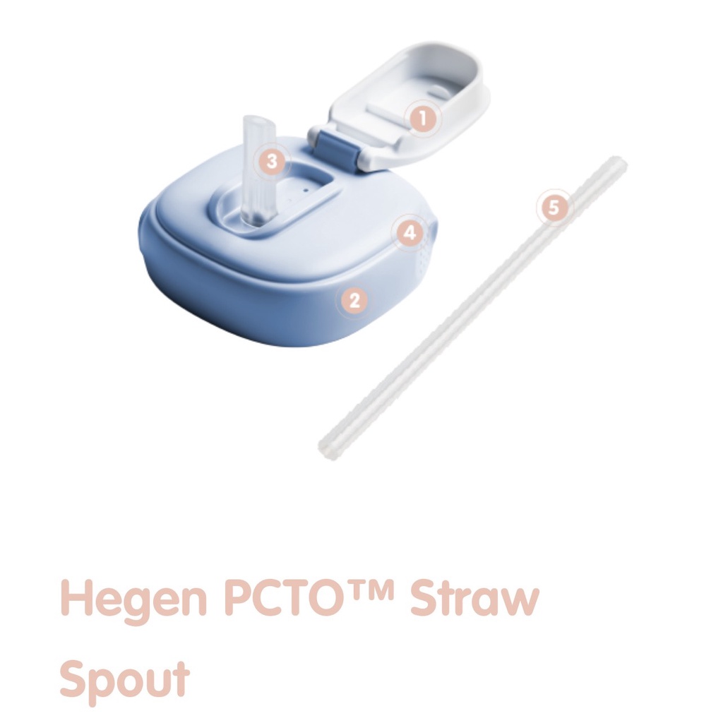Bộ phụ kiện tập hút hegen, nắp ống hút bình sữa hegen màu xanh hồng xám chính hãng. Bình Hút sữa hút nước hegen