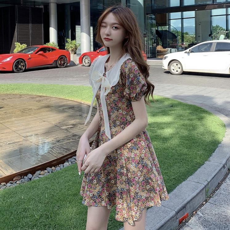 Váy hoa nhí cổ nơ bèo Quảng Châu -TikBook Store