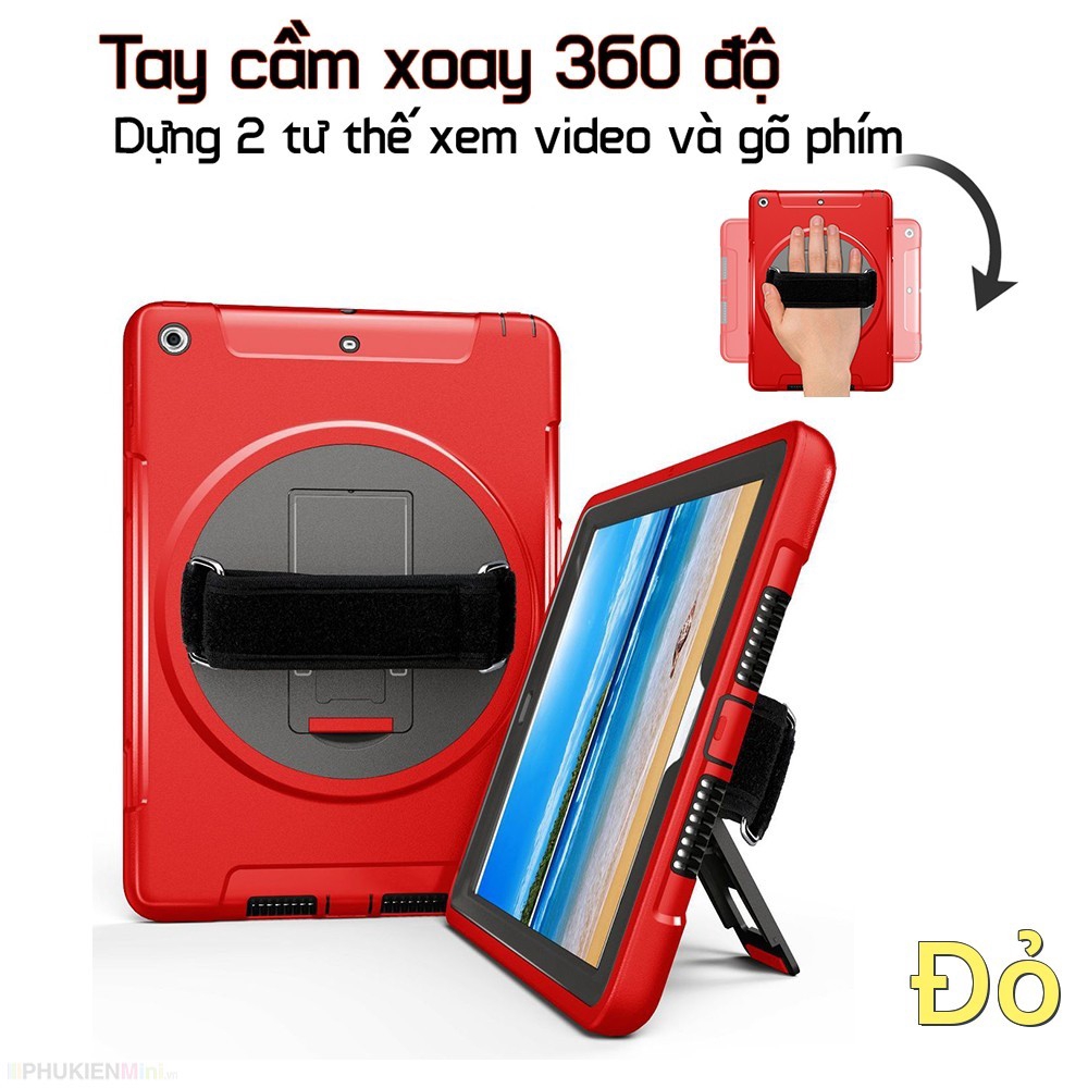 Ốp chống sốc có mâm xoay 360 cầm tay kèm chân chống, dây đeo vai cho iPad 9.7 2017 / 9.7 2018 | BigBuy360 - bigbuy360.vn