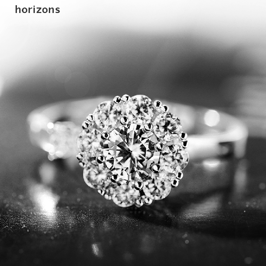 Nhẫn Cưới Xoay Điều Chỉnh Được Đính Đá Zircon Hình Hoa Dành Cho Nữ