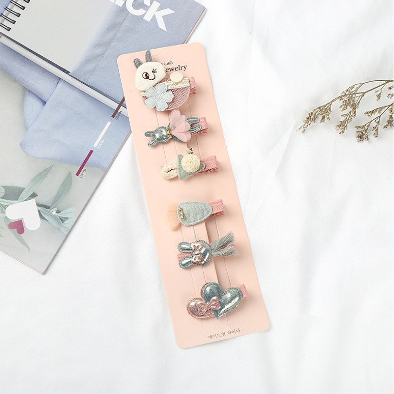 Set 6 kẹp tóc nhiều hình dễ thương cho bé gái (PK32)