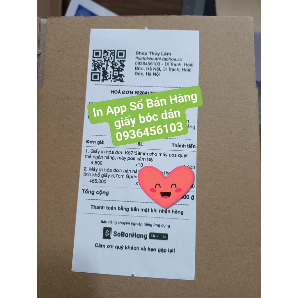 Giấy in nhiệt bóc dán 30m  dùng cho máy in hóa đơn K80