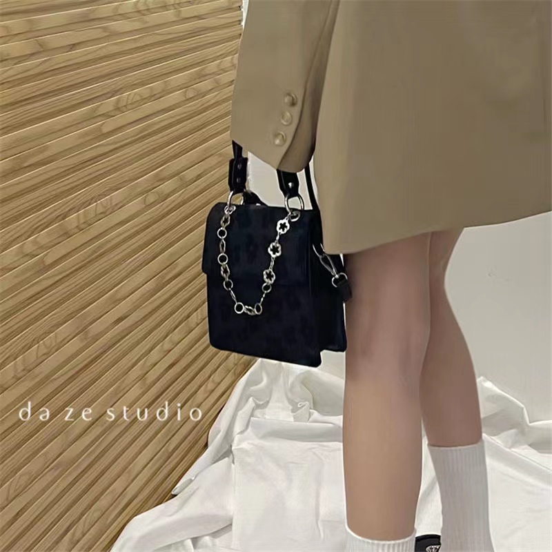 Túi hộp đeo chéo dây xích túi xách nữ đẹp túi tote vintage hoa nhỏ hàn quốc