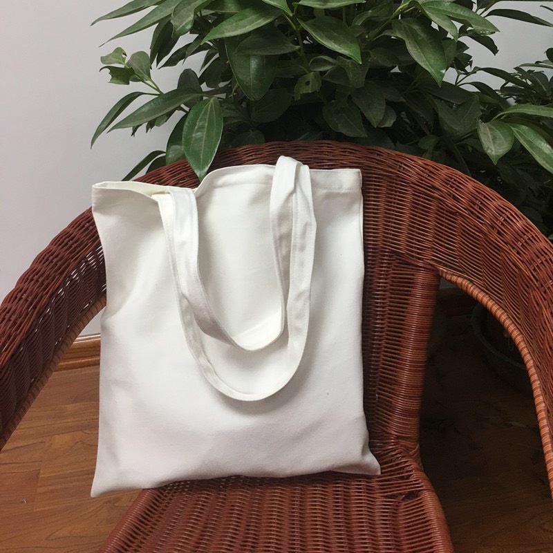 Túi tote Hazin túi vải Canvas trơn màu kem đen trắng có thể vẽ hoặc thêu lên sản phẩm không khóa kéo