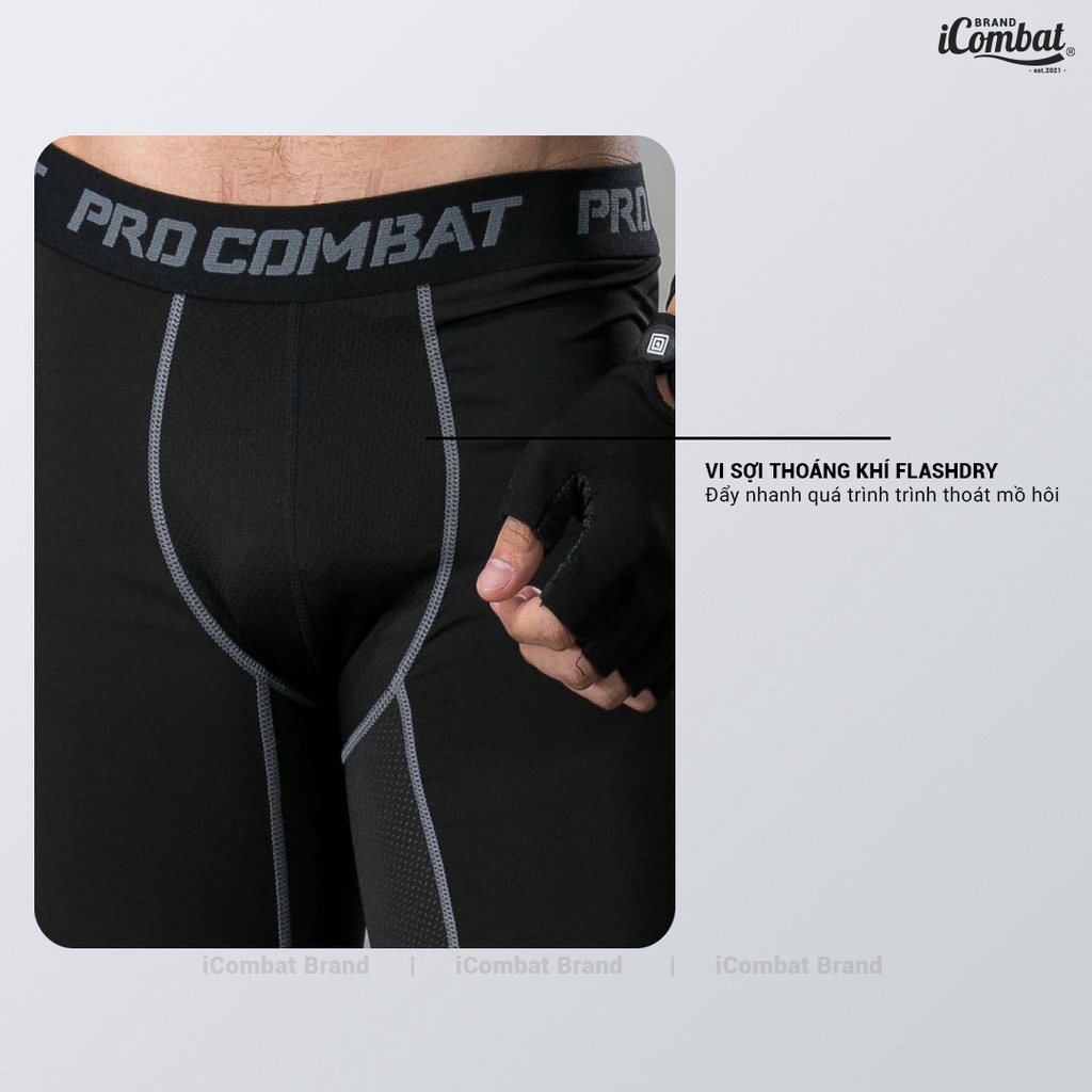 Quần tập gym nam iCOMBAT v4.0 sợi lưới thoáng khí legging dài