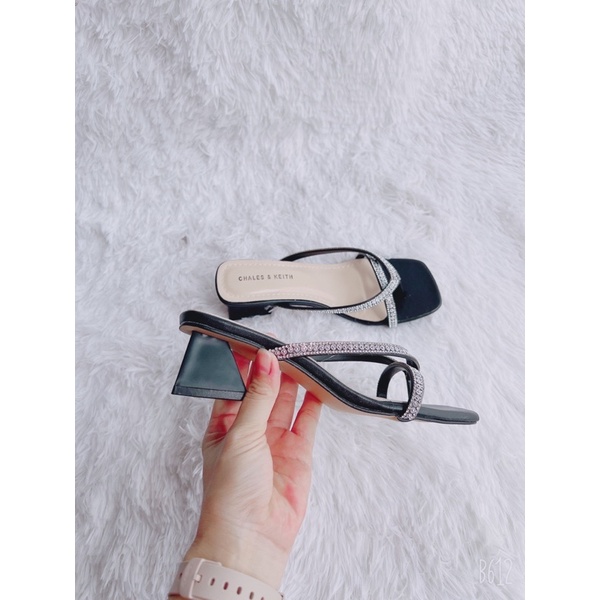 ZZ99- Giày / guốc cao gót kẹp dây đá 3 phân gót vừa êm chân dễ đi- hottrend( kẹp đá 3f gót thang)