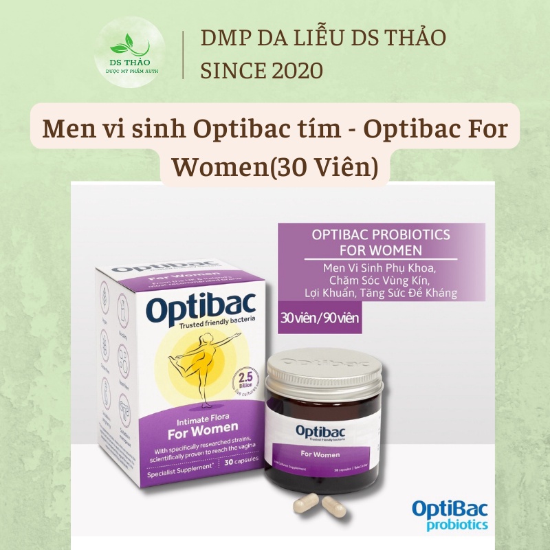 Optibac Tím - Men Vi Sinh Phụ Khoa, Chăm Sóc Vùng Kín, Lợi Khuẩn, Tăng Sức Đề Kháng (Hộp 30 viên/90 viên) [Chính Hãng]