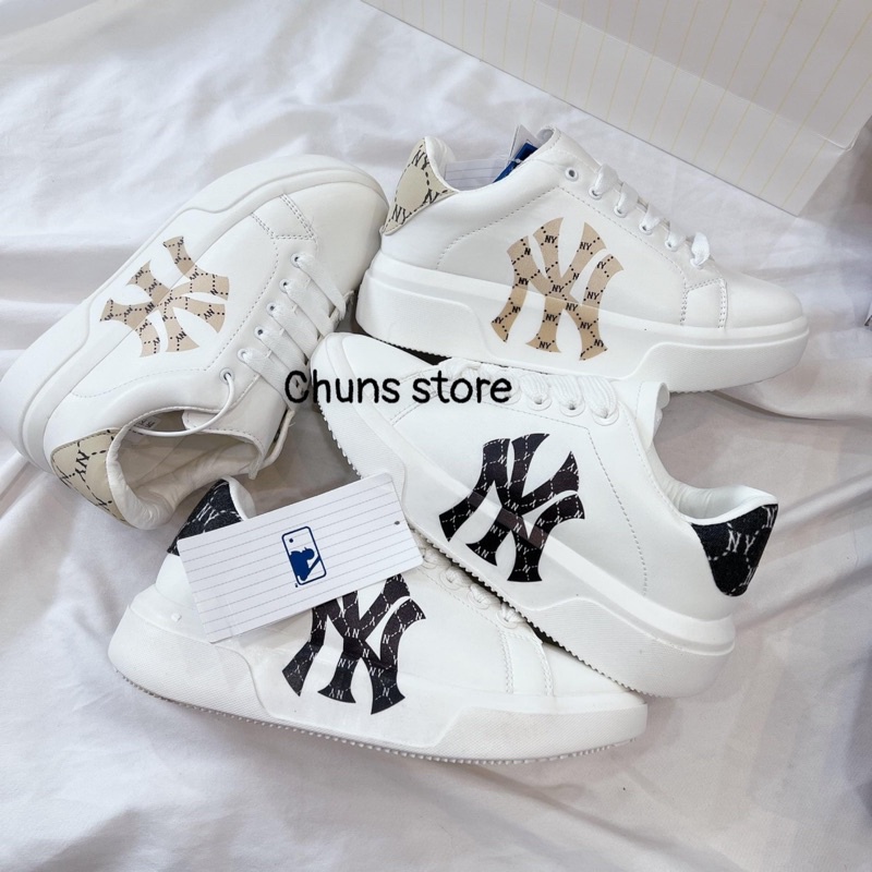 giày MLB NY hono nâu đen cao cấp,⚡️FREESHIP ⚡️ giày ML B MCQUEEN NY boston gót nỉ