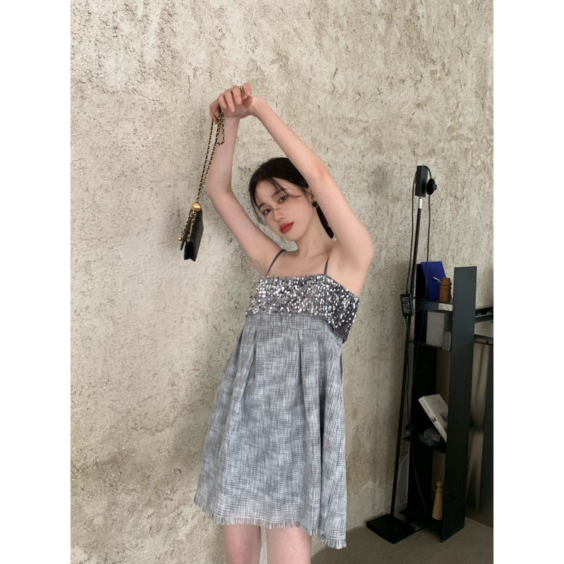 Jane Đầm dây viền vảy kim tuyến Hàn Quốc ẢNH THẬT CUỐI C366