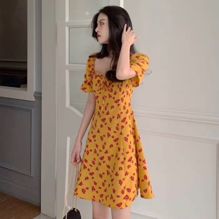 VÁY HOA CỔ VUÔNG ULZZANG