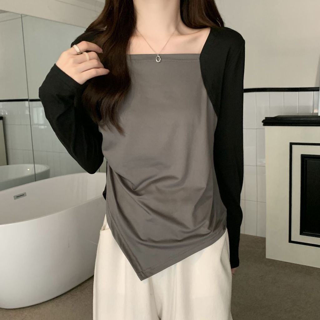 Áo Thu Đông Cỡ Lớn Màu Sắc Tương Phản Thời Trang