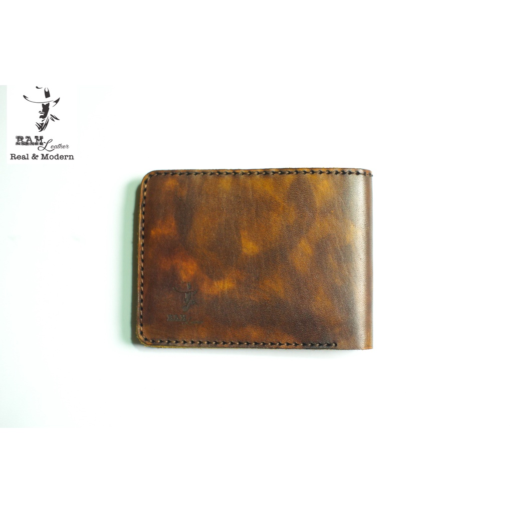 Ví nam da bò RAM Leather Trống Đồng Việt Nam Nâu Đậm (Trống Vàng) Da Bò Italia Vegtan Handmade