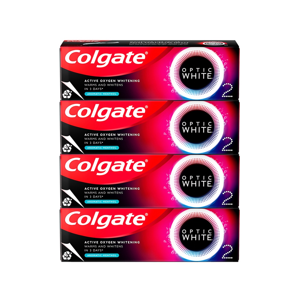 Bộ 4 Kem Đánh Răng Colgate Optic White O2 Oxy Hoạt Tính trắng răng 3 ngày 85g