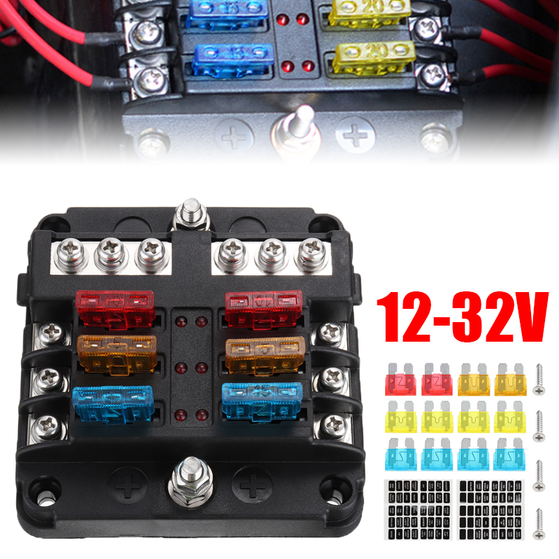 Hộp Đựng Cầu Chì 6 Chiều 12v-32v Có Đèn Led Báo Hiệu Cho Xe Hơi