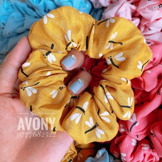 cột tóc vải Scrunchies linen chuồn chuồn