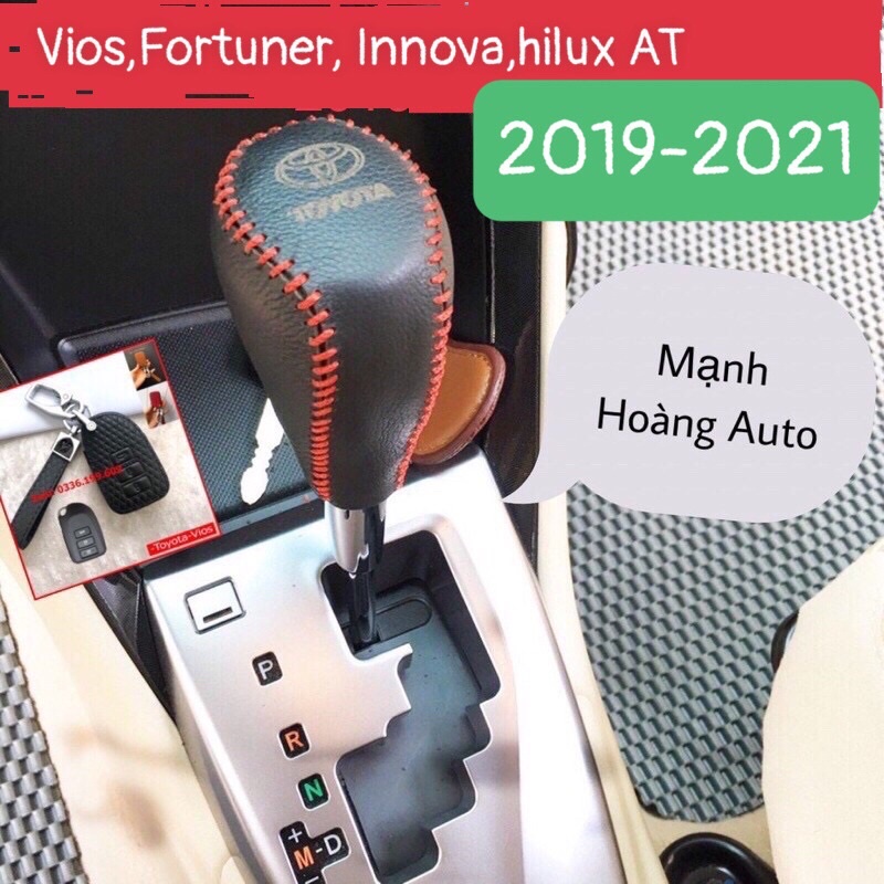 Bọc cần số vios 2021,vios 2020-2019,innova 2016&gt;2021,fortuner 2016-2021+tay phanh số tự động da bò 100%