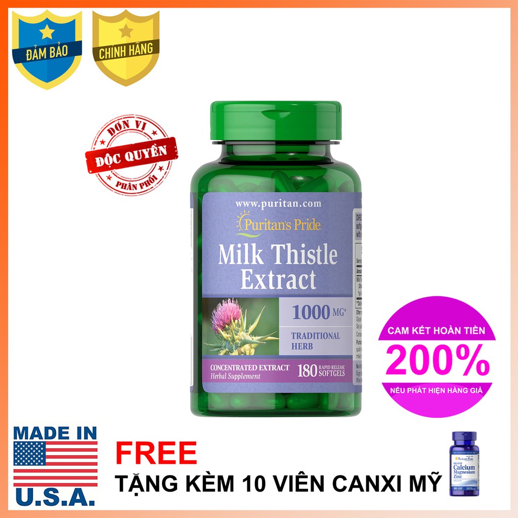 Viên uống bổ gan, làm mát gan, giải độc gan, tăng cường chức năng gan  Milk Thistle Extract 1000mg 180 viên