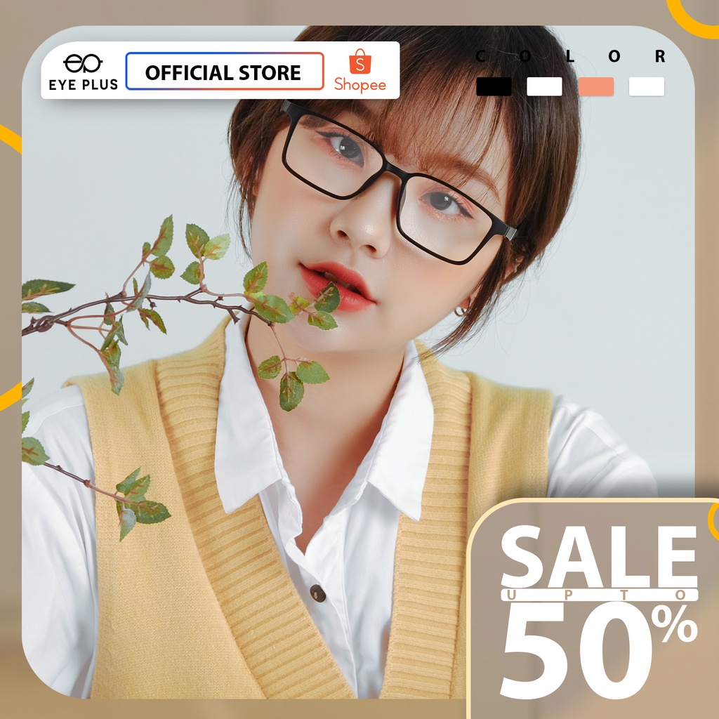 Gọng kính mắt cận nam nữ thời trang EYE PLUS nhựa cao cấp dáng vuông nhỏ E450-7102