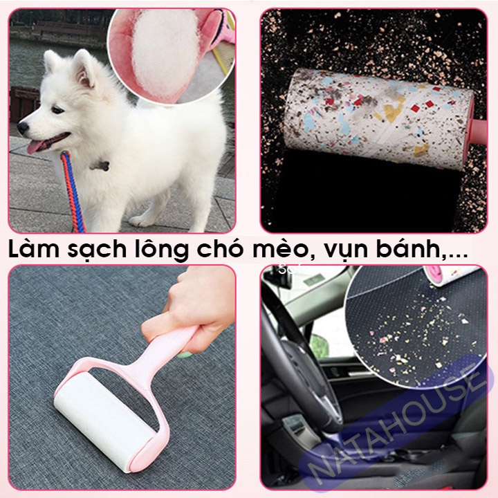 Cây lăn bụi quần áo, sofa, ga gường, lông chó mèo (Tặng kèm 2 lõi)
