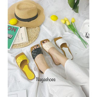 Dép NAGASHOES Mũi Vuông Quai Đan Ngang NAD91