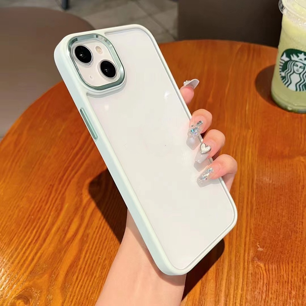 Ốp Điện Thoại Acrylic Trong Suốt Viền Kim Loại Chống Rơi Cho iPhone 14 Plus 14 Pro max 13 12 11 Pro max