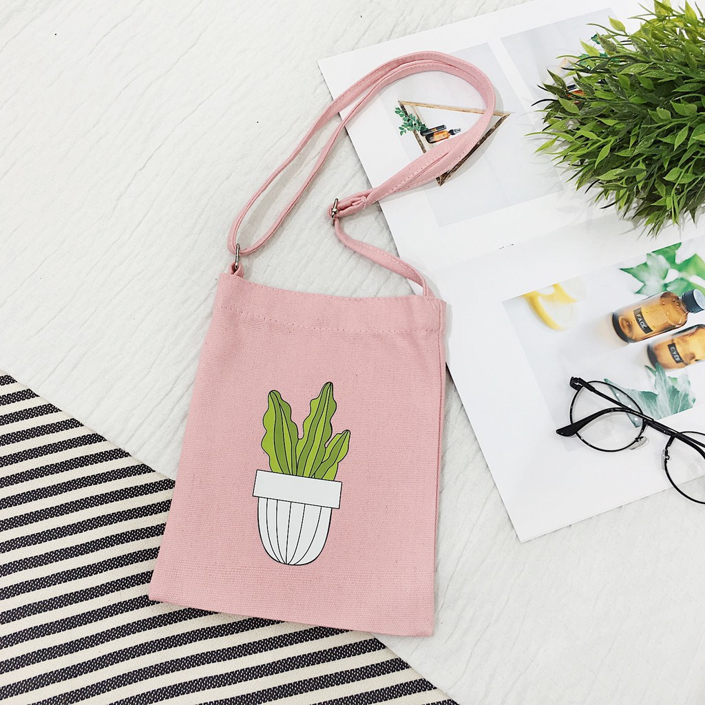 Túi Tote Xương Rồng Canvas Đeo Chéo Mini  [ FreeShip 99k]