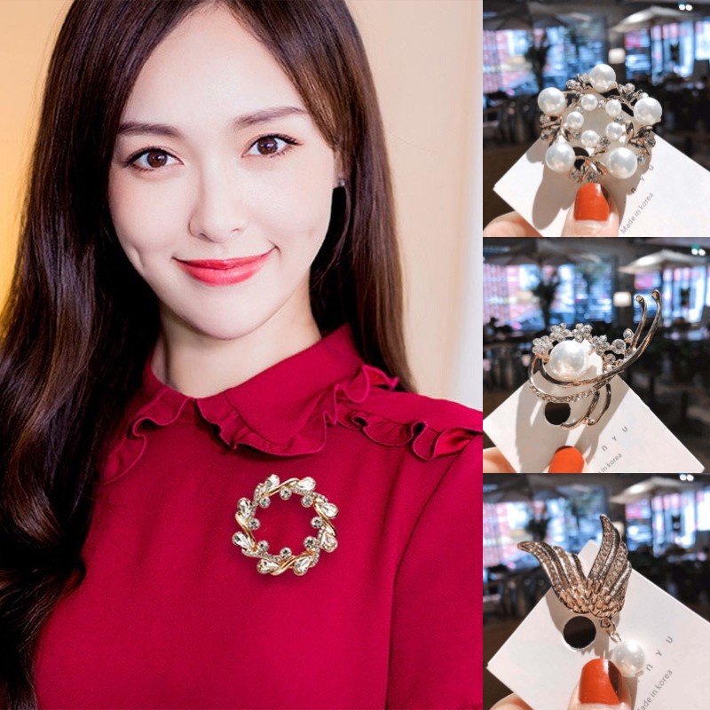 Trâm Cài Áo Hình Bông Hoa Đính Ngọc Trai Giả Dễ Thương