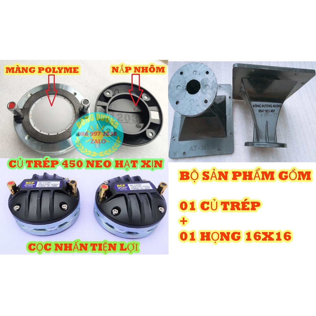 BỘ LOA TREBLE KÈN 450 RCF CÔN DẸT CỌC NHẤN - GIÁ 01 TRÉP + 01 HỌNG 16X16CM + TỤ - LOA TRÉP RỜI