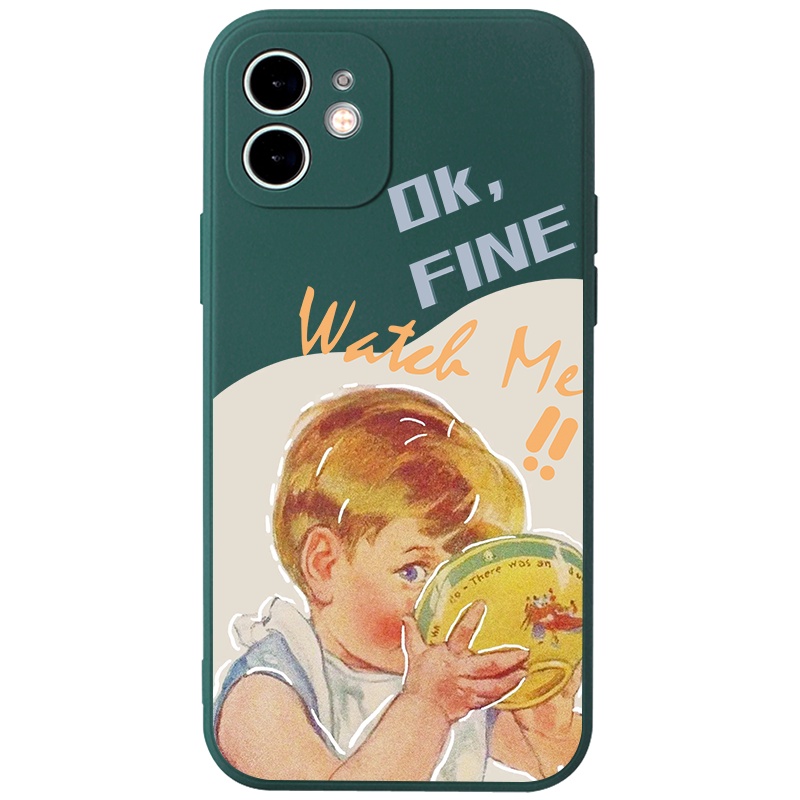 Ốp lưng JURSUE mềm hoạt hình dễ thương đẹp đen cho iPhone 13 12 11 Pro Max SE 2020 X XR XS 8 7 ip 6S 6 Plus kute Y1770