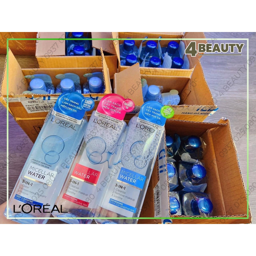 Nước Tẩy Trang L'Oreal cho mọi loại da 400ml L'Oréal Paris Micellar Water 3-in-1