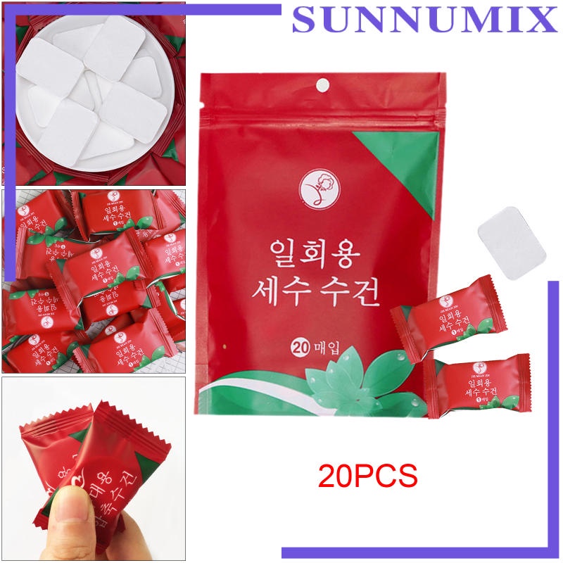 Set 20 viên nén khăn giấy/tiền xu dùng một lần tiện dụng khi đi du lịch